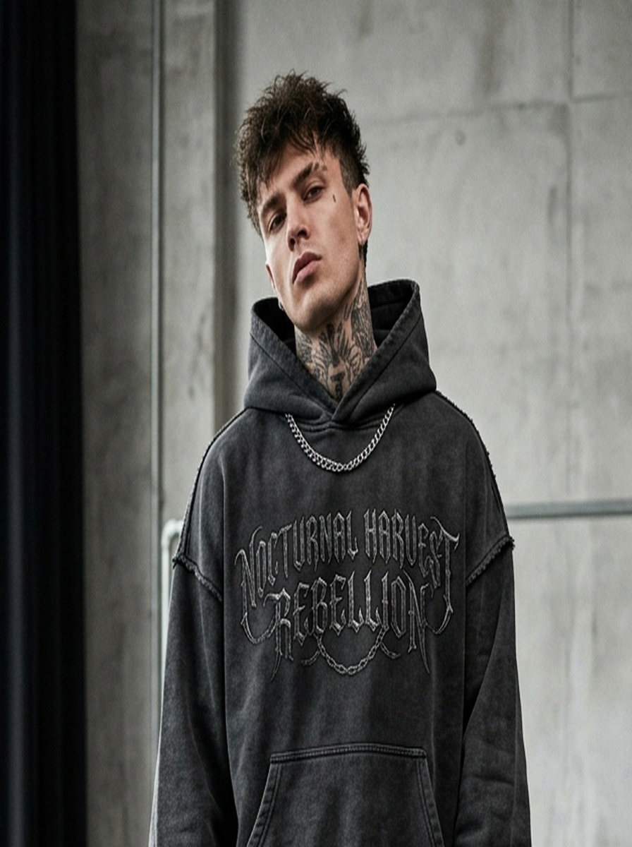 Distressed Acid-Wash Heavyweight Hoodie — angle 4