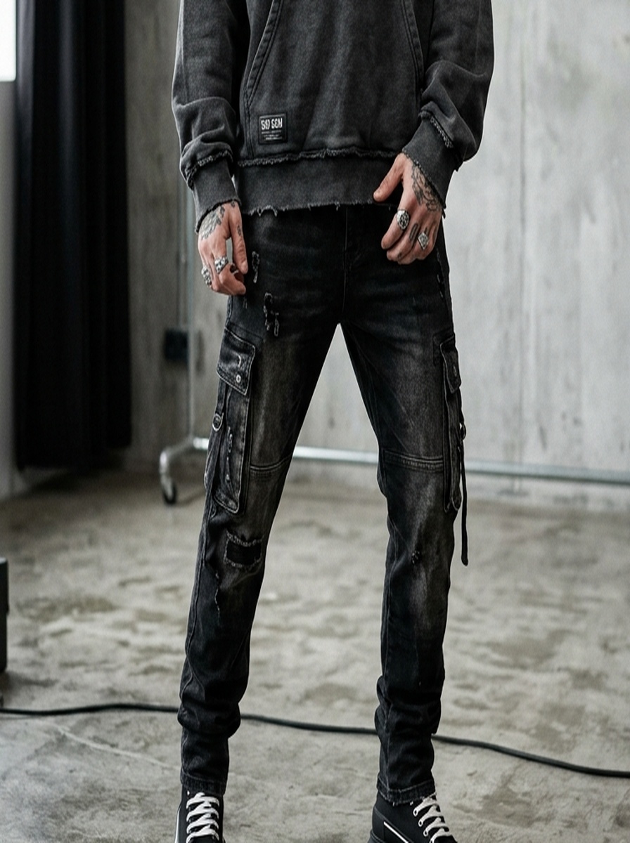 Distressed Acid-Wash Heavyweight Hoodie — angle 5